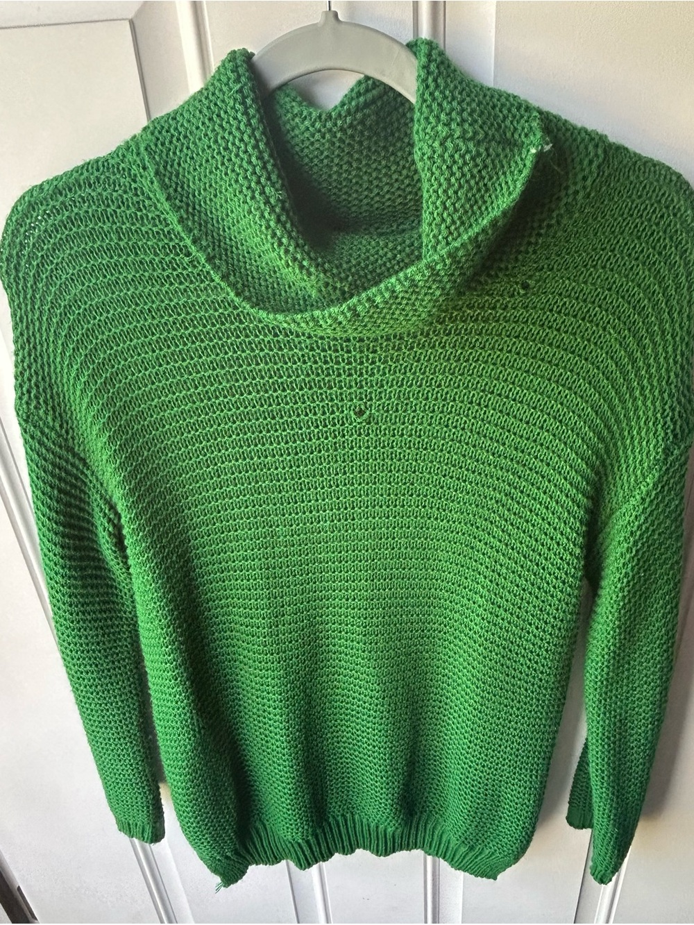Women's Green Cowl Neck Knit Sweater
